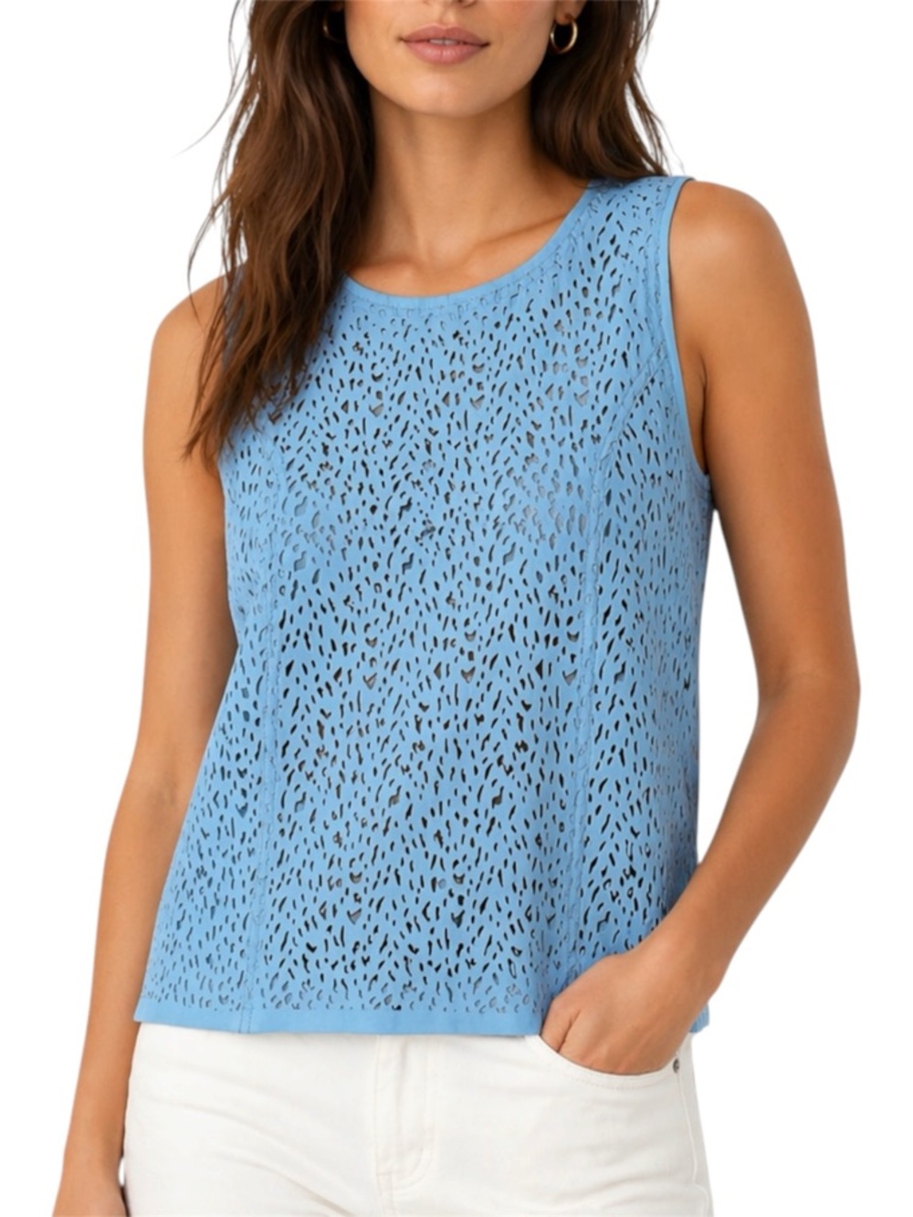 DROME Leather Cut Out Tank Top Sky Blue Small